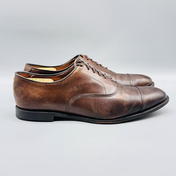 Allen Edmonds Shoes Mens 11.5 Brown Leather Park Avenue Oxford Cap Toe Dress - Picture 1 of 12